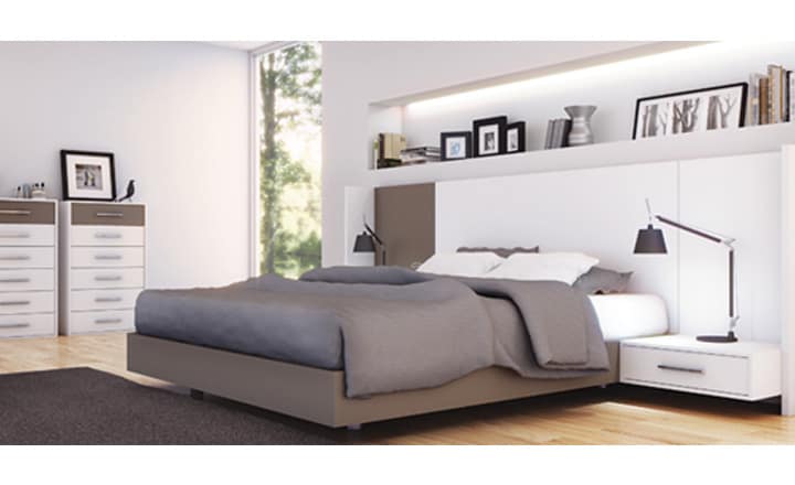 Mobiliario de dormitorio DFM diseño Felim con mesillas de gran capacidad y sinfonier