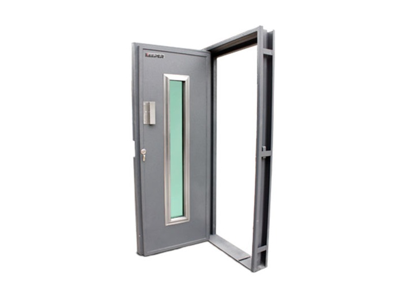 Puerta Blindada con Mirilla Larga (Vista Abierta con Marco)