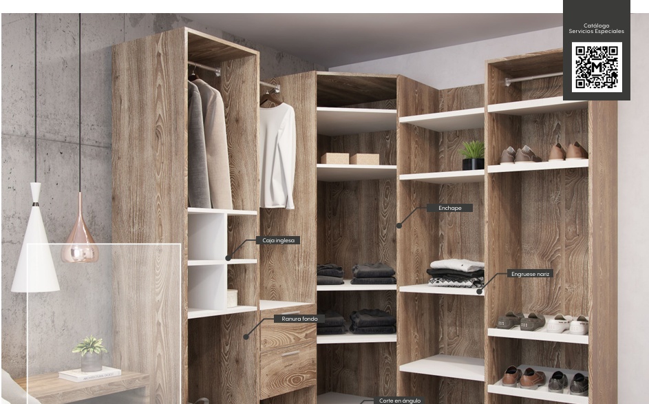 Vestidor y closet modular esquinero abierto Madecentro en madera aglomerada resistente a la humedad